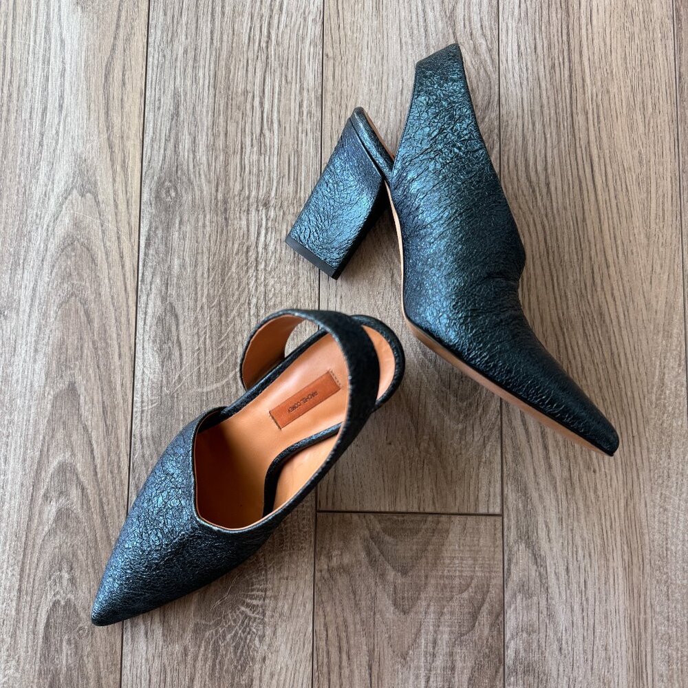 Rachel Comey Ballare Pump in Metallic Marine Crinkle Leather - NWOB 36 EU/6 US